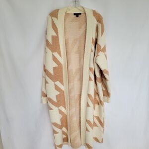 Ann Taylor Xtra HEAVY Sweater Coay Cozy Beige and Cream Cardigan Sweater EUC Sz